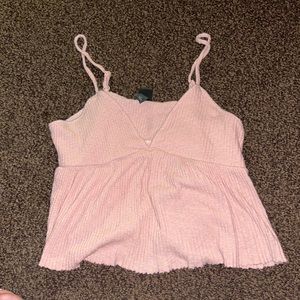 Pink Flowy Cropped Tank Top